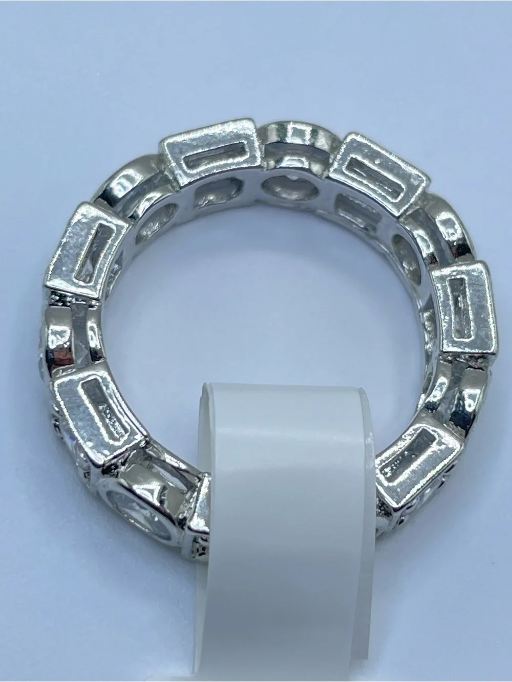 Swarovski Crystal Elements White Eternity Band Ring Geometric Bezel Set Sz 6